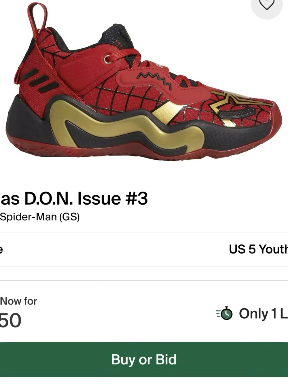 adidas Kids' Red and Gold Spider-Man Inspired Sneakers